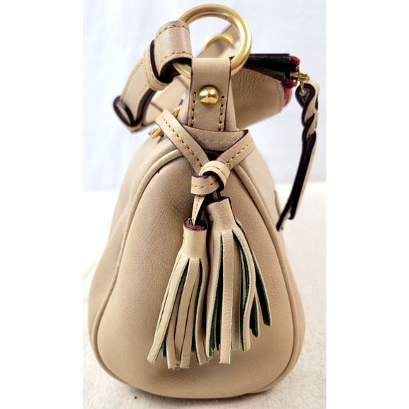 Dooney & Bourke Florentine Leather Tassel Shoulder Bag Natural Tan Hobo Purse - Picture 3 of 13